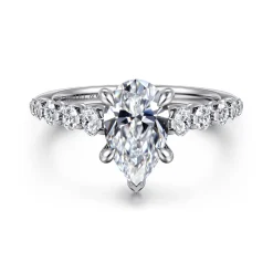 Hot Gabriel & Co. Emberlie - 14K White Gold Pear Shape Diamond Engagement Ring