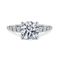 New Gabriel & Co. Emberlie - 14K White Gold Round Diamond Engagement Ring