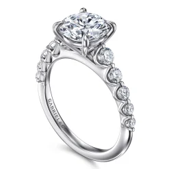 New Gabriel & Co. Emberlie - 14K White Gold Round Diamond Engagement Ring