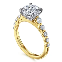 New Gabriel & Co. Emberlie - 14K White Gold Round Diamond Engagement Ring