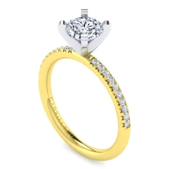 Clearance Gabriel & Co. Emberlynn - 14K White-Yellow Gold Round Diamond Engagement Ring