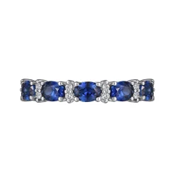 Best Gabriel & Co. Emelia - 14K White Gold Oval Sapphire and Diamond Anniversary Band - 0.1 ct