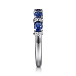 Best Gabriel & Co. Emelia - 14K White Gold Oval Sapphire and Diamond Anniversary Band - 0.1 ct
