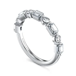 Gabriel & Co. Emerald - 14K White Gold Baguette and Round Diamond Anniversary Band - 1 ct
