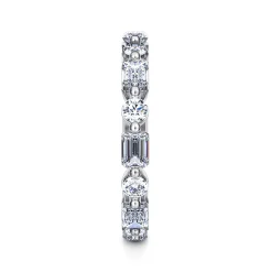 Gabriel & Co. Emerald - 14K White Gold Emerald Cut and Round Diamond Eternity Band - 1.69 ct
