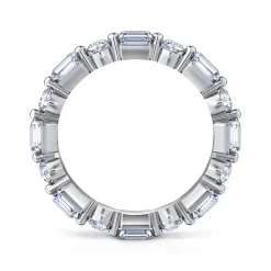Gabriel & Co. Emerald - 14K White Gold Emerald Cut and Round Diamond Eternity Band - 1.69 ct