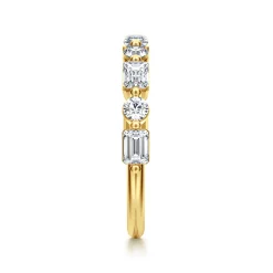 Hot Gabriel & Co. Emerald - 14K Yellow Gold Baguette and Round Diamond Anniversary Band - 1 ct