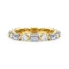Online Gabriel & Co. Emerald - 14K Yellow Gold Emerald Cut and Round Diamond Eternity Band - 1.69 ct