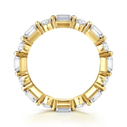 Online Gabriel & Co. Emerald - 14K Yellow Gold Emerald Cut and Round Diamond Eternity Band - 1.69 ct