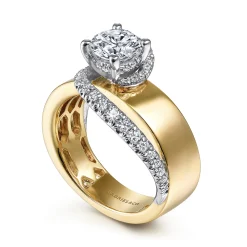Outlet Gabriel & Co. Emerie - 14K White-Yellow Gold Round Bypass Diamond Engagement Ring