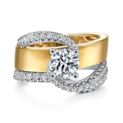 Outlet Gabriel & Co. Emerie - 14K White-Yellow Gold Round Bypass Diamond Engagement Ring