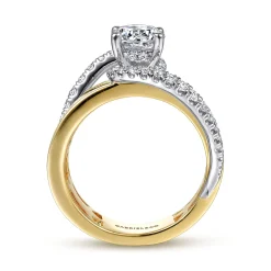 Outlet Gabriel & Co. Emerie - 14K White-Yellow Gold Round Bypass Diamond Engagement Ring