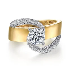 Outlet Gabriel & Co. Emerie - 14K White-Yellow Gold Round Bypass Diamond Engagement Ring