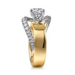 Outlet Gabriel & Co. Emerie - 14K White-Yellow Gold Round Bypass Diamond Engagement Ring