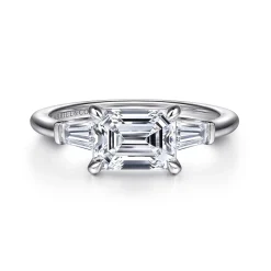 Gabriel & Co. Emeroux - 14K White Gold Emerald Cut Three Stone Diamond Engagement Ring