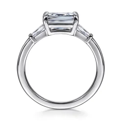 Gabriel & Co. Emeroux - 14K White Gold Emerald Cut Three Stone Diamond Engagement Ring