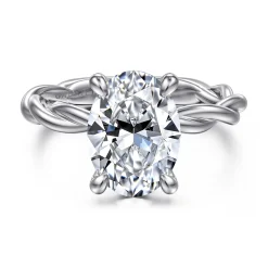 Outlet Gabriel & Co. Emersin - 14K White Gold Twisted Oval Diamond Engagement Ring