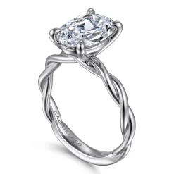 Outlet Gabriel & Co. Emersin - 14K White Gold Twisted Oval Diamond Engagement Ring