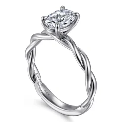 Sale Gabriel & Co. Emersin - 14K White Gold Twisted Oval Diamond Engagement Ring
