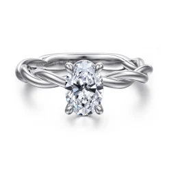 Sale Gabriel & Co. Emersin - 14K White Gold Twisted Oval Diamond Engagement Ring