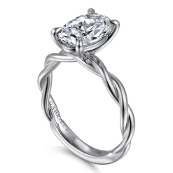Clearance Gabriel & Co. Emersin - 14K White Gold Twisted Oval Diamond Engagement Ring
