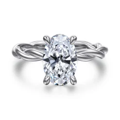 Clearance Gabriel & Co. Emersin - 14K White Gold Twisted Oval Diamond Engagement Ring