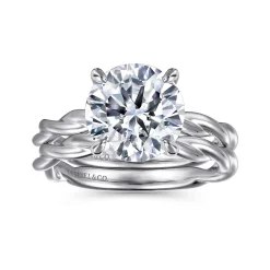 Clearance Gabriel & Co. Emersin - 14K White Gold Twisted Round Diamond Engagement Ring