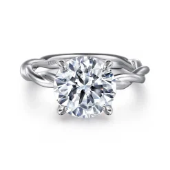 Clearance Gabriel & Co. Emersin - 14K White Gold Twisted Round Diamond Engagement Ring