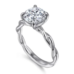 Clearance Gabriel & Co. Emersin - 14K White Gold Twisted Round Diamond Engagement Ring