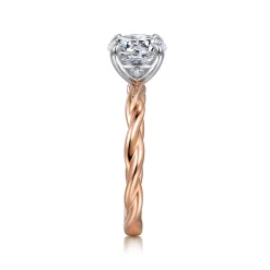 Discount Gabriel & Co. Emersin - 14K White-Rose Gold Twisted Round Diamond Engagement Ring
