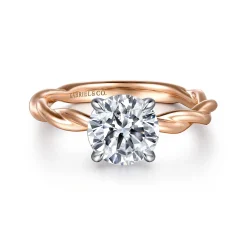 Discount Gabriel & Co. Emersin - 14K White-Rose Gold Twisted Round Diamond Engagement Ring