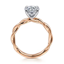 Discount Gabriel & Co. Emersin - 14K White-Rose Gold Twisted Round Diamond Engagement Ring