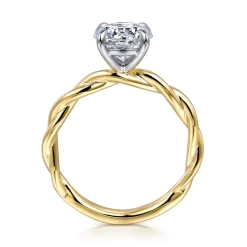 Discount Gabriel & Co. Emersin - 14K White-Yellow Gold Twisted Round Diamond Engagement Ring