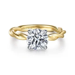 Discount Gabriel & Co. Emersin - 14K White-Yellow Gold Twisted Round Diamond Engagement Ring