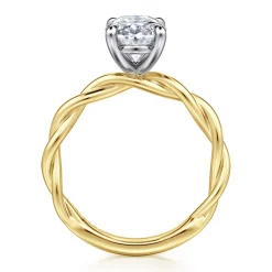 Clearance Gabriel & Co. Emersin - 14K White-Yellow Gold Twisted Oval Diamond Engagement Ring