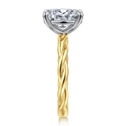Clearance Gabriel & Co. Emersin - 14K White-Yellow Gold Twisted Oval Diamond Engagement Ring