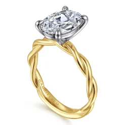 Hot Gabriel & Co. Emersin - 14K White-Yellow Gold Twisted Oval Diamond Engagement Ring