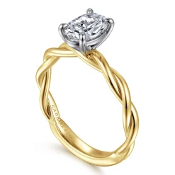 New Gabriel & Co. Emersin - 14K White-Yellow Gold Twisted Oval Diamond Engagement Ring