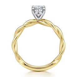New Gabriel & Co. Emersin - 14K White-Yellow Gold Twisted Oval Diamond Engagement Ring