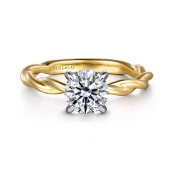Online Gabriel & Co. Emersin - 14K White-Yellow Gold Twisted Round Diamond Engagement Ring