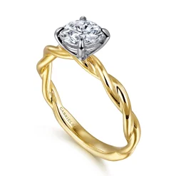 Online Gabriel & Co. Emersin - 14K White-Yellow Gold Twisted Round Diamond Engagement Ring