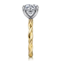 Discount Gabriel & Co. Emersin - 14K White-Yellow Gold Twisted Round Diamond Engagement Ring