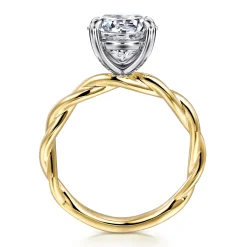Discount Gabriel & Co. Emersin - 14K White-Yellow Gold Twisted Round Diamond Engagement Ring