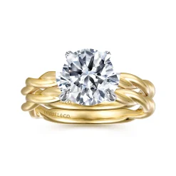Discount Gabriel & Co. Emersin - 14K White-Yellow Gold Twisted Round Diamond Engagement Ring