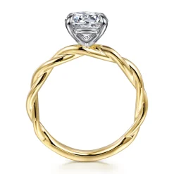 Best Gabriel & Co. Emersin - 14K White-Yellow Gold Twisted Round Diamond Engagement Ring
