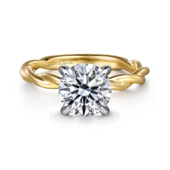 Best Gabriel & Co. Emersin - 14K White-Yellow Gold Twisted Round Diamond Engagement Ring
