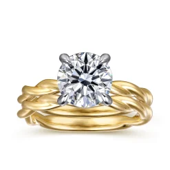 Best Gabriel & Co. Emersin - 14K White-Yellow Gold Twisted Round Diamond Engagement Ring