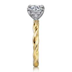 Best Gabriel & Co. Emersin - 14K White-Yellow Gold Twisted Round Diamond Engagement Ring
