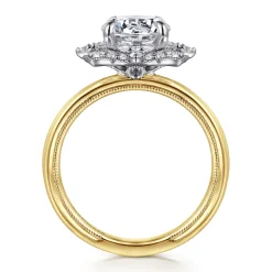 Hot Gabriel & Co. Emerye - 14K Yellow Gold Round Double Halo Diamond Engagement Ring