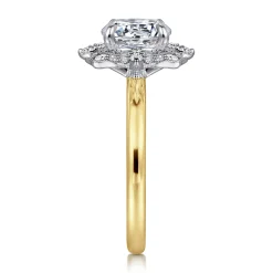 Hot Gabriel & Co. Emerye - 14K Yellow Gold Round Double Halo Diamond Engagement Ring